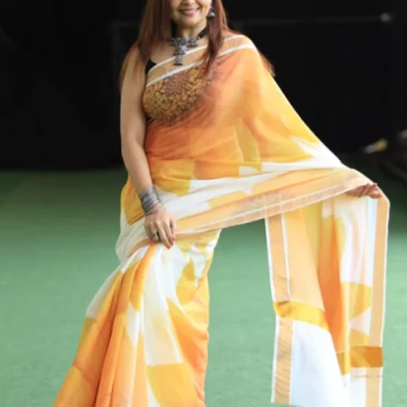 Sunflower Digital Printed Kerala Saree