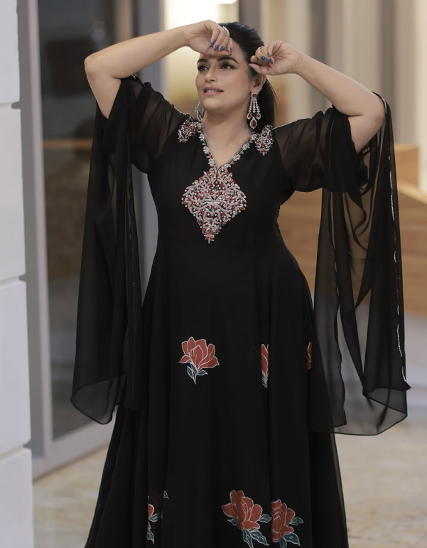 Black Handpainted & Handworked Dress
