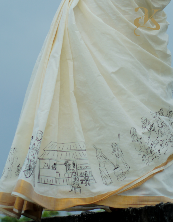 Mermaid Digital Printed Kerala Saree