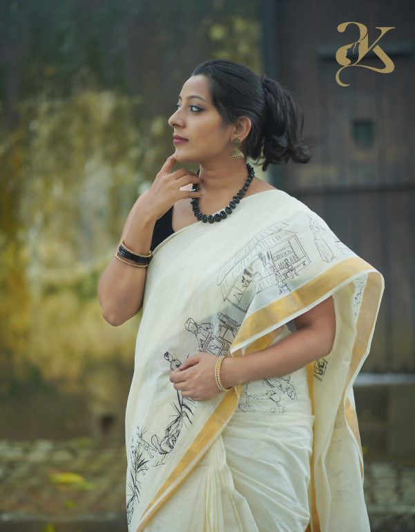 Mermaid Digital Printed Kerala Saree